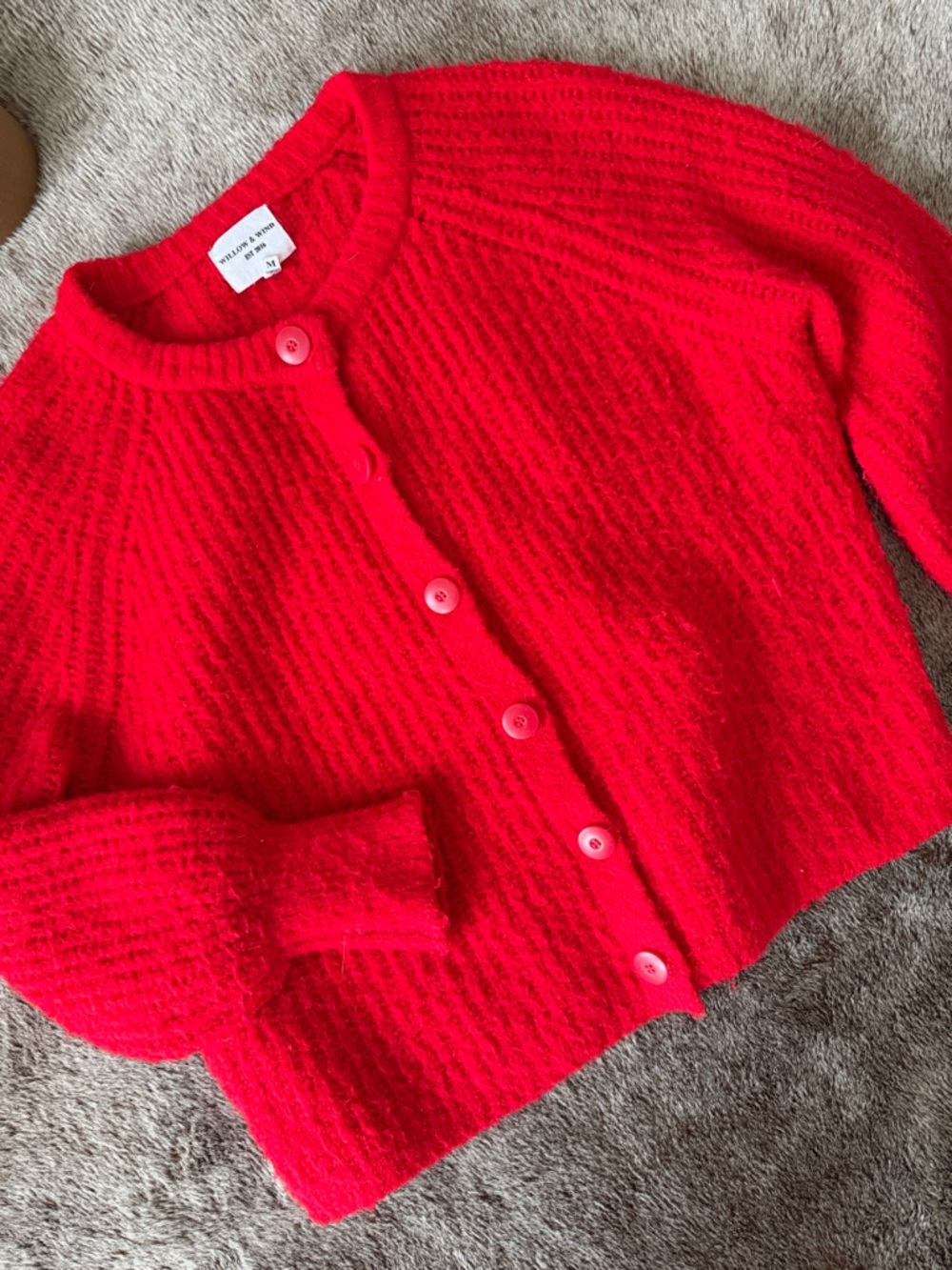 Willow & Wind Red Button-Front Soft knit Cardigan M